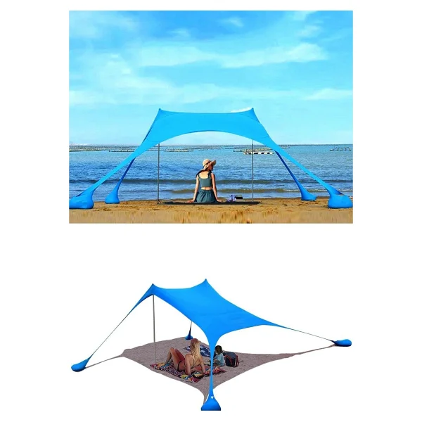 Bundera Markise Gölgelik Tente Plaj Şemsiyesi Bahçe Teras Kamp Piknik Güneşlik Tatil Şemsiye 2.3 Metre - 2,25 X 2,25 M - Mavi - Görsel 2