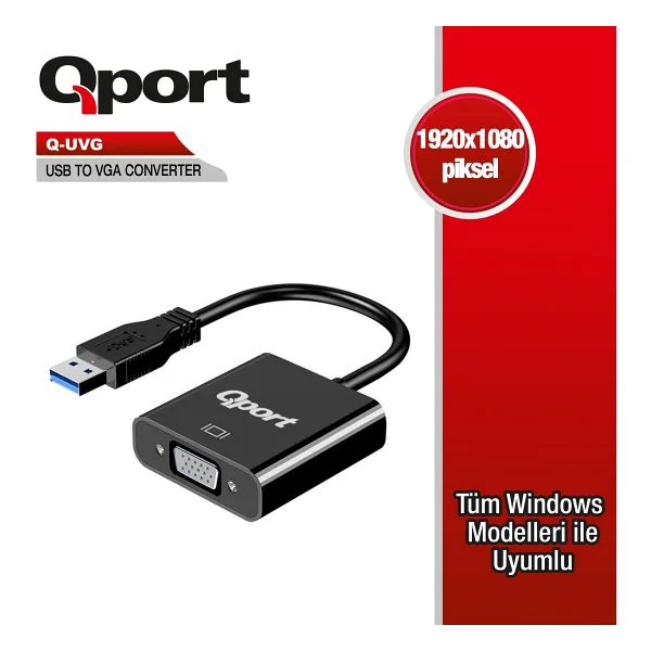 Qport Q-Uvg USB 3.0 To Vga Dönüştürücü - Görsel 2