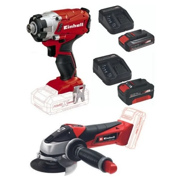 Einhell Te-Ci 18/1 Akülü Vidalama - Te-Ag 18/115 Akülü Avuç Taşlama 2.5-4.0 Ah Akü Şarj Ünitesi Seti - Görsel 2