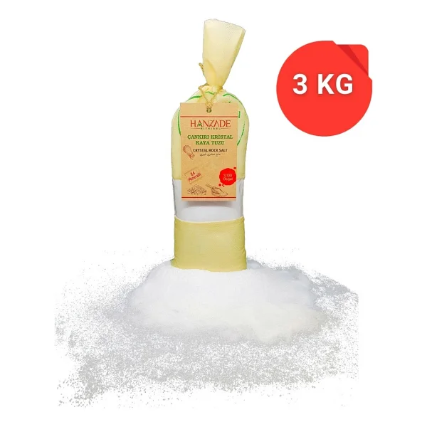 Hanzade Bitkisel 84 Mineralli Çankırı Kristal Toz Kaya Tuzu Bez Torba (Toz (Öğütülmüş) Kaya Tuzu, 3 Kg) - Görsel 2