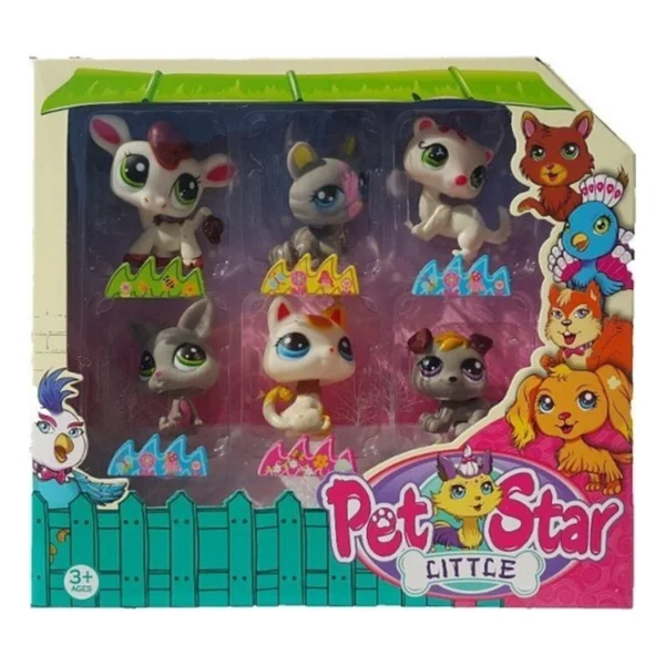 Littlest Pet Shop Neşeli Minişler 6'lı Miniş Ailesi Oyuncak Pet Star Little Minişler Beyazlı Grili Miniş Ailesi - Görsel 3