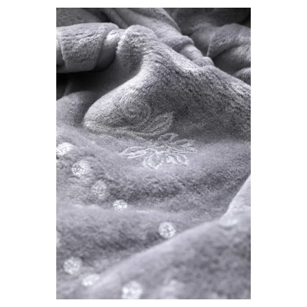 Merinos Pırıltı 220x240 Cm Gri Emboss Çift Kişilik Battaniye - Görsel 2