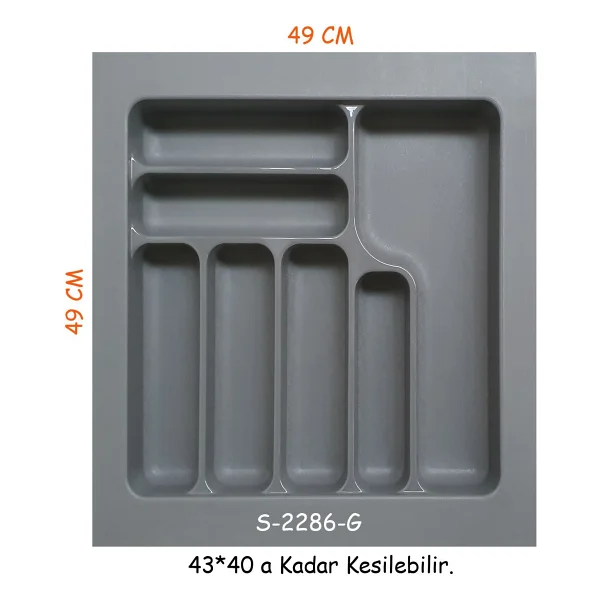 Starax S-2286-G Çekmece İçi Plastik Kaşıklık Gri En:49-42 D:49-40 Cm. Arası Kesilir 7 Göz - 49 X 49 Cm - Görsel 6