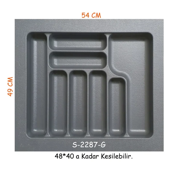 Starax S-2286-G Çekmece İçi Plastik Kaşıklık Gri En:49-42 D:49-40 Cm. Arası Kesilir 7 Göz - 49 X 49 Cm - Görsel 4
