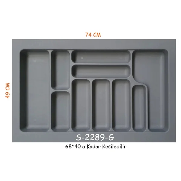 Starax S-2286-G Çekmece İçi Plastik Kaşıklık Gri En:49-42 D:49-40 Cm. Arası Kesilir 7 Göz - 49 X 49 Cm - Görsel 7