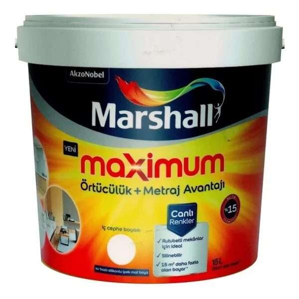 Marshall Maximum Silikonlu 15 lt İç Cephe Boyası - Fildişi