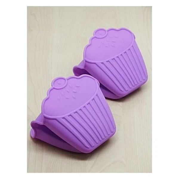 Mien Cupcake Silikon Fırın Eldiveni - Koyu Pembe - Görsel 3