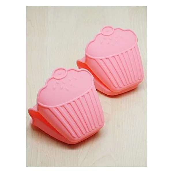 Mien Cupcake Silikon Fırın Eldiveni - Koyu Pembe - Görsel 5