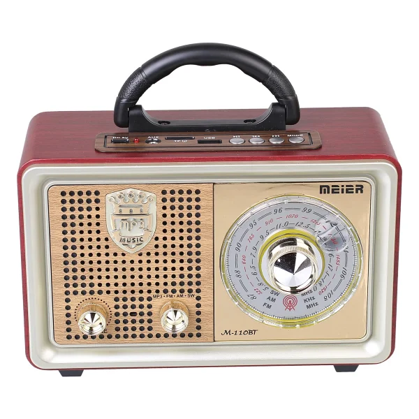 Meier M 110BT Bluetoothlu USB Sd Dvs Nostaljik Radyo Fm Am Sw Kumandalı Radyo - Kahverengi - Görsel 9