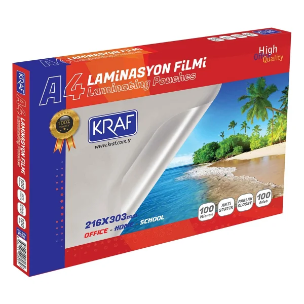 Kraf A4 100 Micron 100'lü Parlak Laminasyon Filmi - Görsel 2