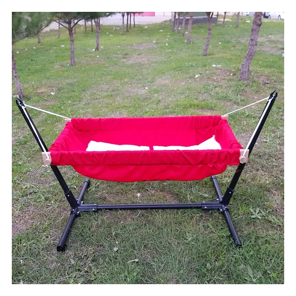 Svava Metal Standlı Ahşap Hamak Kırmızı - Görsel 2