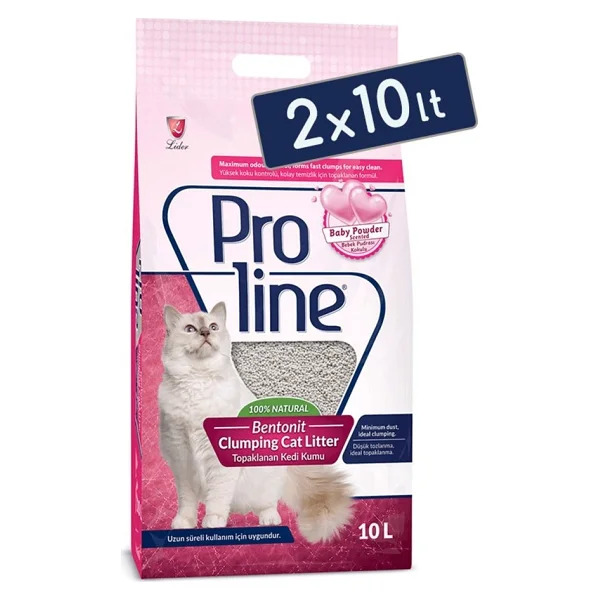 Proline Bebek Pudrası Kokulu 10 Lt 2'li Bentonit Kedi Kumu - Görsel 2