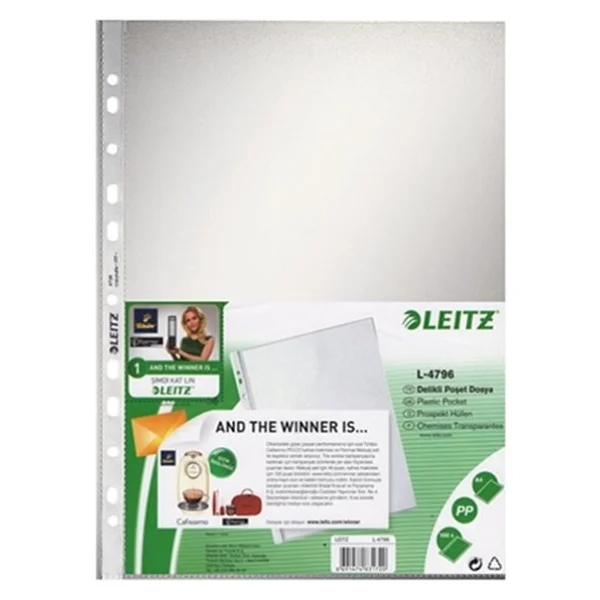 Leitz 4796 A4 Delikli Şeffaf Poşet Dosya 100'lü Paket - Görsel 4