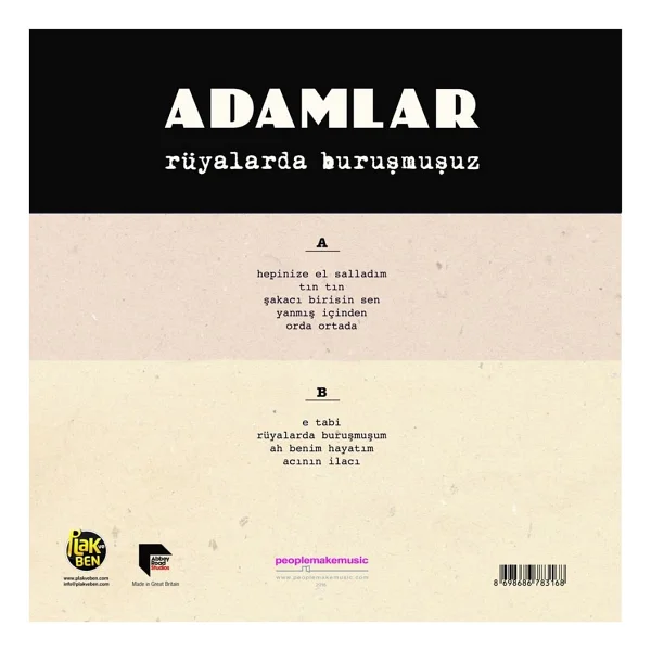 Adamlar - Rüyalarda Buruşmuşuz Plak - Görsel 2