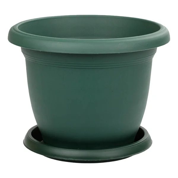 Toxa 22 Litre Tabaklı Mat Antrasit Gri Büyük Boy Yuvarlak Plastik Saksı Villa No9 Ø42x31cm - Görsel 2