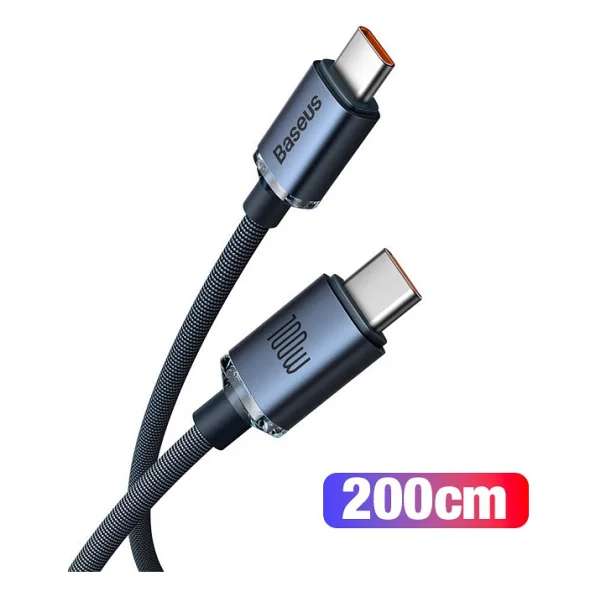 Baseus Crystal Shine 2 M 100 W Type-C To Type-C Hızlı Şarj Kablosu - Görsel 2