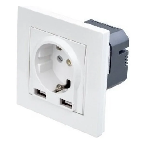 Cata CT-3004 2 USB'li Sıva Altı Çerçeveli Ç.K Topraklı Priz