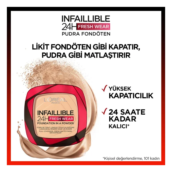 L'oreal Paris Infaillible 24h Fresh Wear 140 Golden Beige 9 Gr Pudra Fondöten - Görsel 2