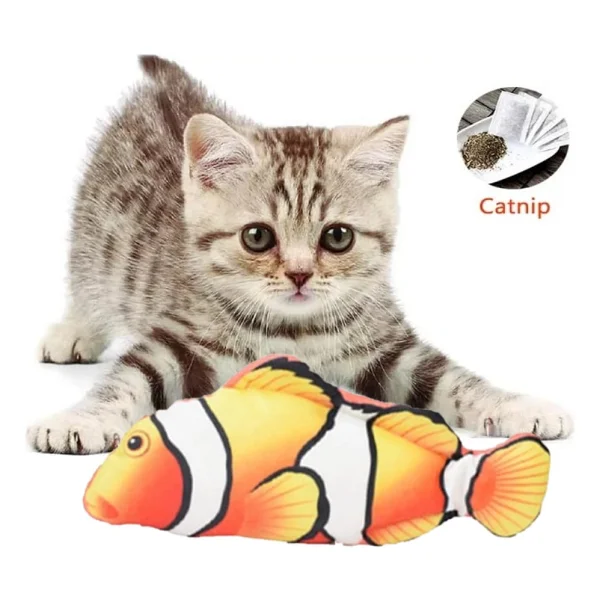Tineke Kedi Otlu Çıngıraklı Balık Açık Palyaço Peluş Kedi Oyuncağı - Görsel 6