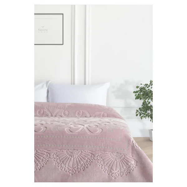 Merinos Pırıltı 220x240 Cm Pudra Emboss Çift Kişilik Battaniye - Görsel 3