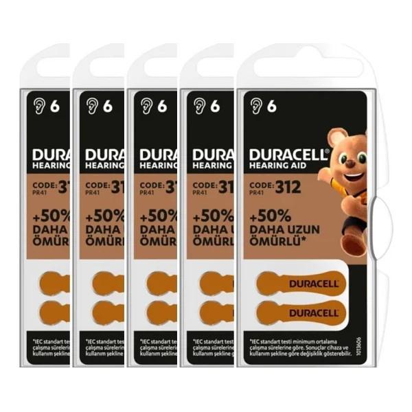 Duracell Activair 312 Numara 6'lı 5 Paket İşitme Cihazı Pili - Görsel 2