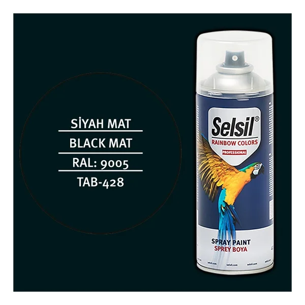 Selsil Rainbow 400 Ml Sprey Boya Siyah Mat - Görsel 4