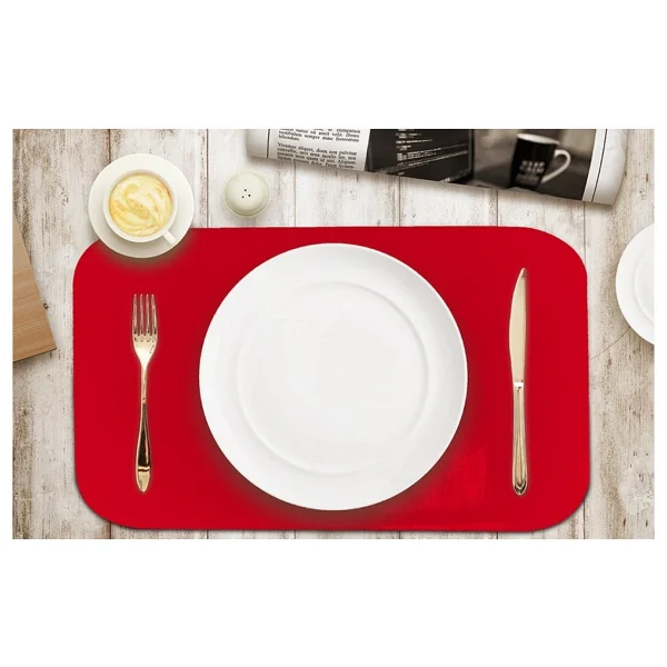 Fantastik 4'lü Pvc Amerikan Servis 30 X 45 Cm. Sıvı Geçirmez Leke Tutmaz - Kırmızı - 35 X 45 Cm - Görsel 4