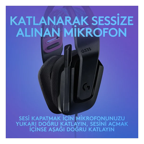 Logitech G335 Siyah Kablolu Kulak Üstü Oyuncu Kulaklığı - Görsel 5
