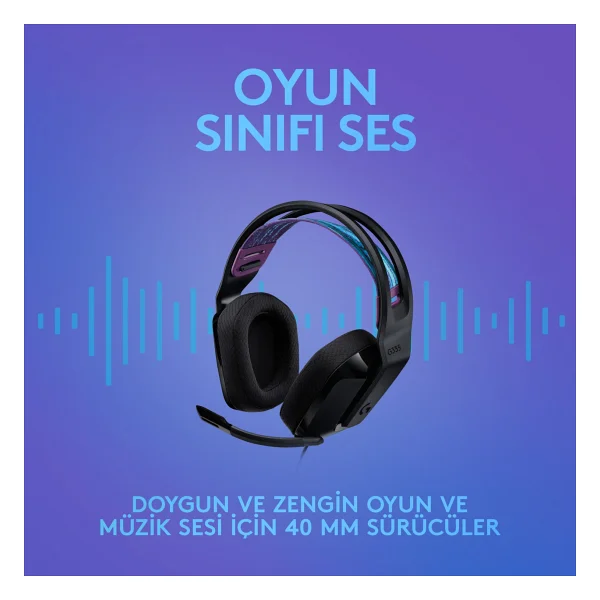 Logitech G335 Siyah Kablolu Kulak Üstü Oyuncu Kulaklığı - Görsel 10