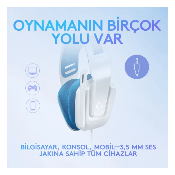 Logitech G335 Beyaz Kablolu Kulak Üstü Oyuncu Kulaklığı - Görsel 3