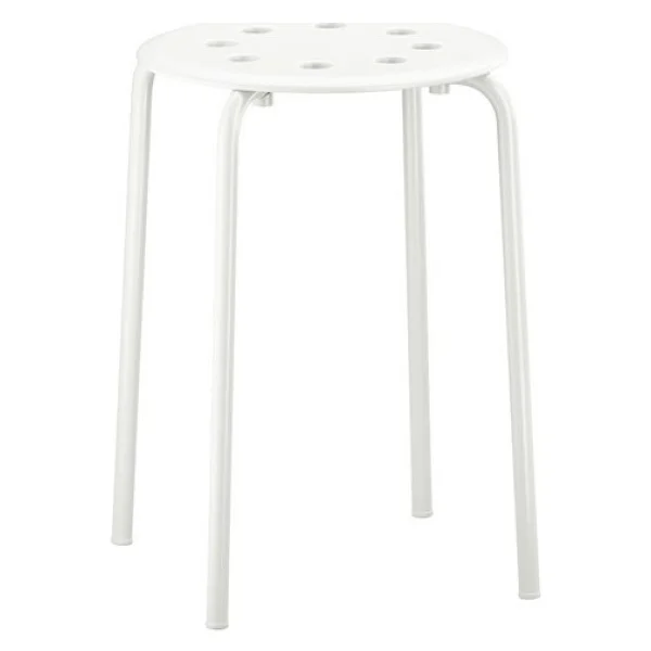 Ikea Tabure,Beyaz Genişlik 40cm Beyaz Renk Yuvarlak Tabure - Görsel 4