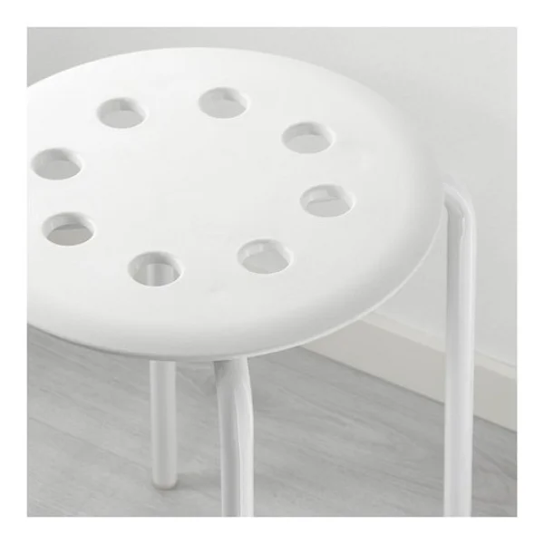 Ikea Tabure,Beyaz Genişlik 40cm Beyaz Renk Yuvarlak Tabure - Görsel 2