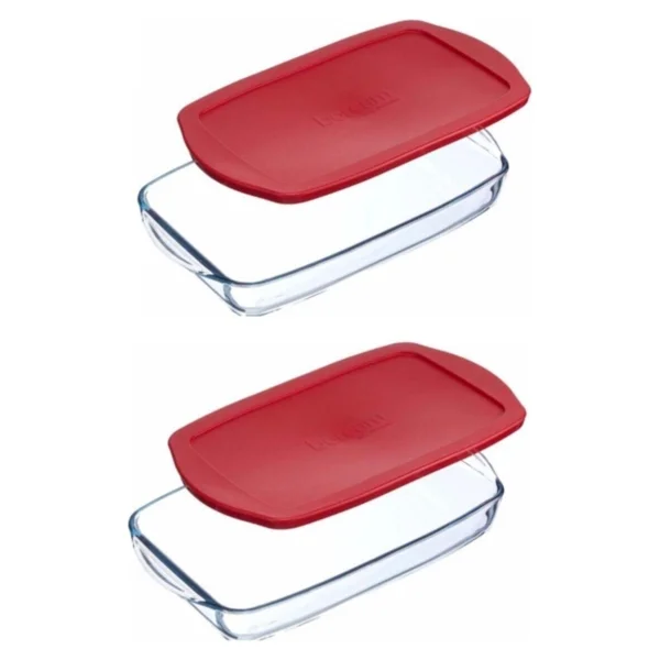 Paşabahçe Kapaklı Borcam Fırın Tepsisi - 2 Li Borcam Set - 30 Cm - Kırmızı - Görsel 2
