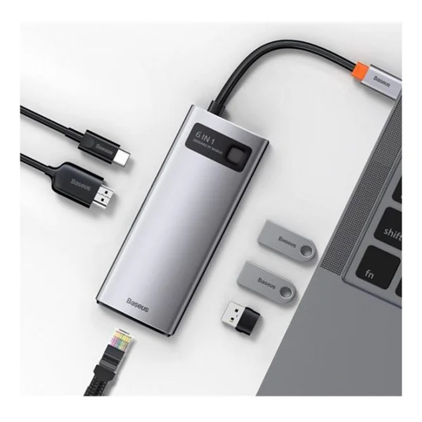 Baseus Metal Gleam Series 6in1 Cahub-Cw0g Type-C Hub Laptop Docking Station - Görsel 3