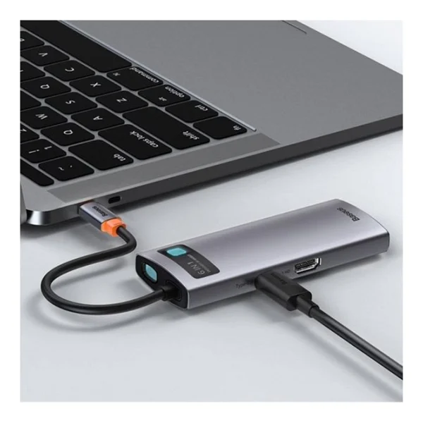 Baseus Metal Gleam Series 6in1 Cahub-Cw0g Type-C Hub Laptop Docking Station - Görsel 4