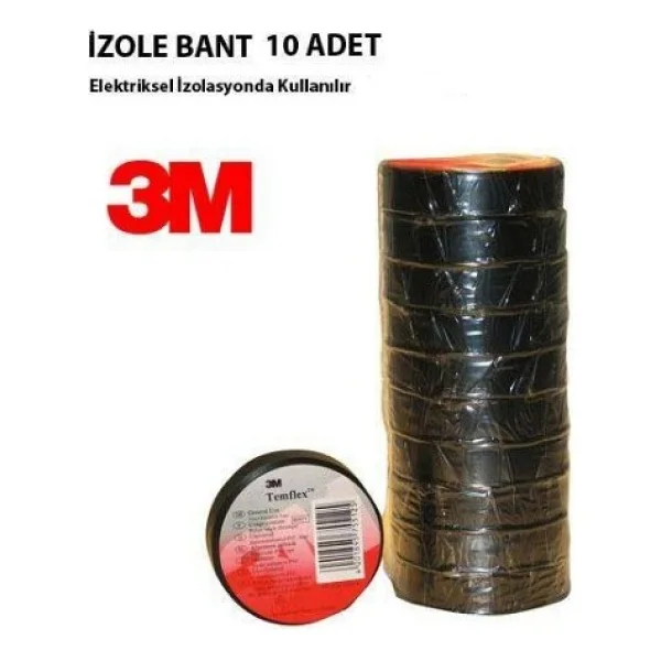 3m Temflex 1300e Pvc İzole 10 Adet Elektrik Bandı - Görsel 6