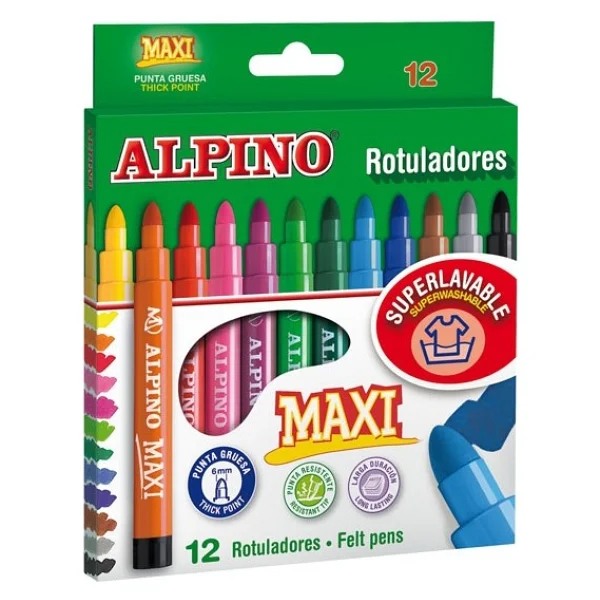 Alpino Keçeli Boya Kalemi 12 Renk Maxi AR-06 - Görsel 5
