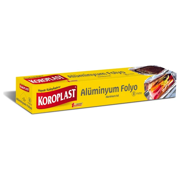 Koroplast Alüminyum Folyo 8 mt, Gıda Saklama için Alüminyum Folyo 30 cm x 8 mt, Mutfak için Tavuk, Izgara, Yemek Artığı Saklama PİŞİRMEYE UYGUN DEĞİL - Görsel 2