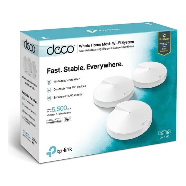 TP-Link Deco M5-3P 2 Port 1300 Mbps 3'lü Router - Görsel 4