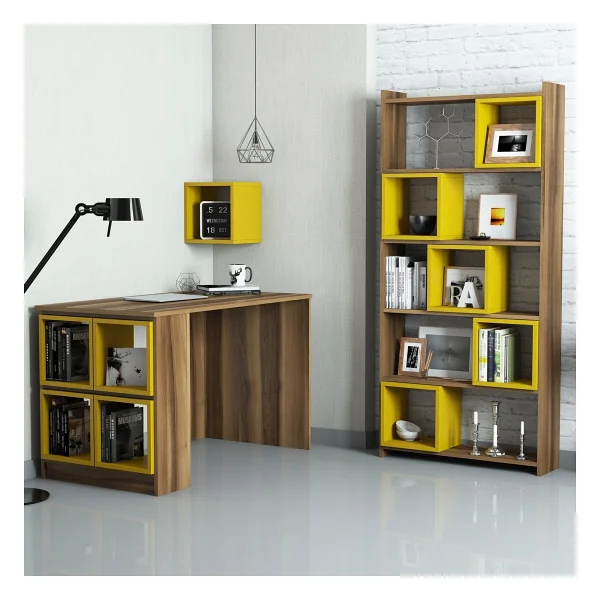 Variant Mobilya Box Çalışma Masası Ve Kitaplık Takımı - Ceviz / Krem - Krem Rengi - Görsel 7