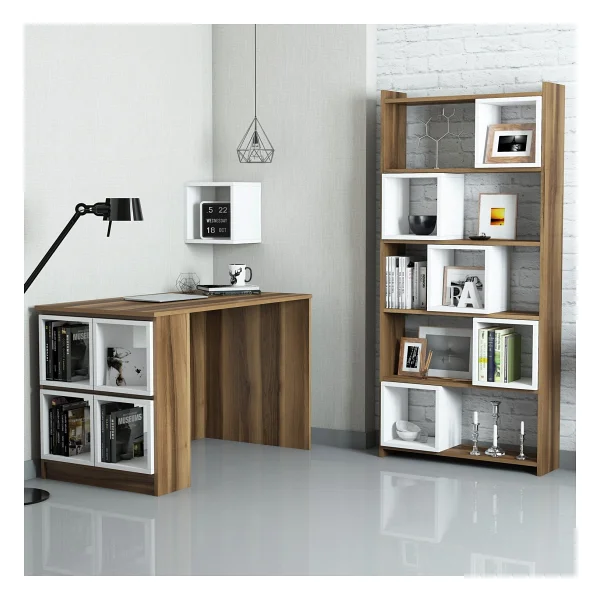 Variant Mobilya Box Çalışma Masası Ve Kitaplık Takımı - Ceviz / Krem - Krem Rengi - Görsel 8