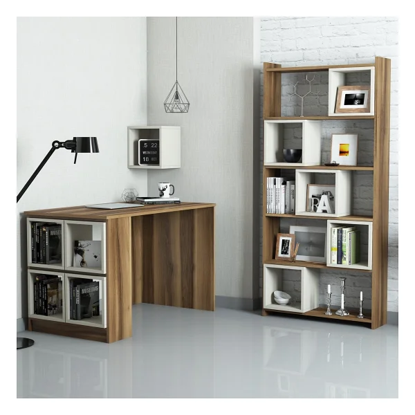 Variant Mobilya Box Çalışma Masası Ve Kitaplık Takımı - Ceviz / Krem - Krem Rengi - Görsel 9