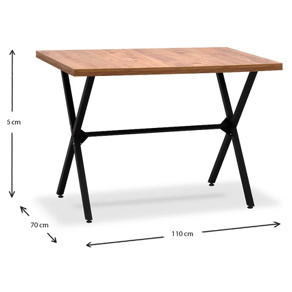 Retodesign Yemek Masası / 70/110 Mutfak Masası 1720 - Açık Ceviz - Görsel 3