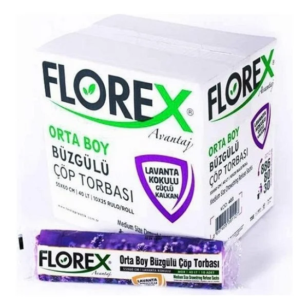Florex Lavanta Kokulu Büzgülü Orta Boy Çöp Poşeti 10'lu 25 Adet - Görsel 2