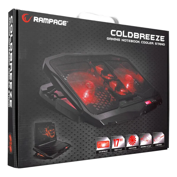 Rampage Ad-Rc4 4 Kırmızı LED Fanlı USB 2.0 15"-17" Laptop Soğutucu - Görsel 7