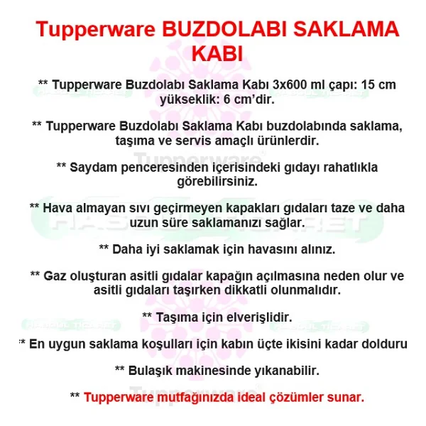 Tupperware Üç Şekerpare 3x600 Ml Saklama Kabı Mavi - Görsel 2