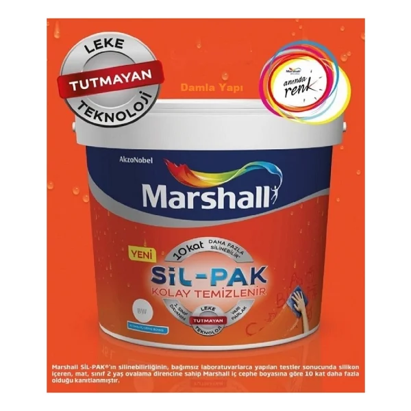 Marshall Sil-Pak Silikonlu 15 Lt İç Cephe Boyası - Beyaz - Görsel 4