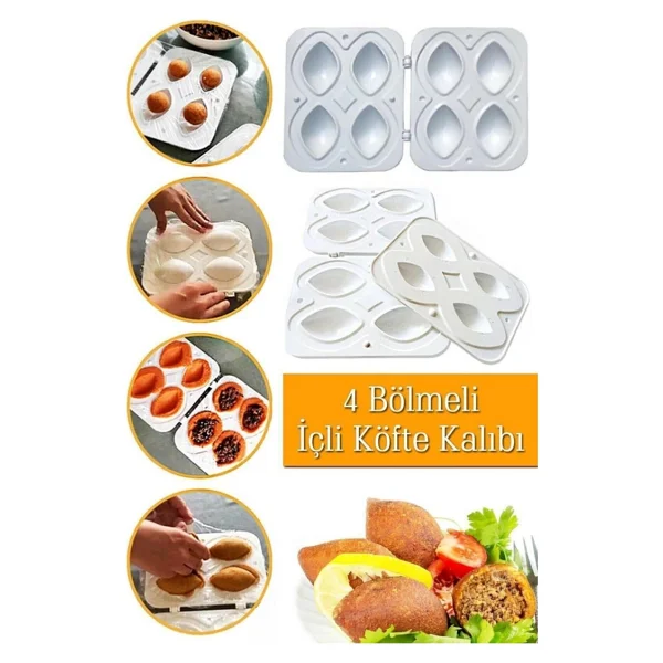 4 Bölmeli Pratik Içli Köfte Kalıbı Içli Köfte Aparatı - Görsel 6