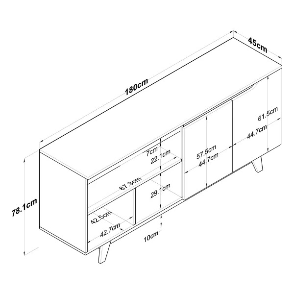 Rani Gd102 Modern Ayaklı Konsol Beyaz - Minyatür Ceviz - 78 X 45 X 180 - Görsel 2