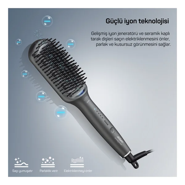 Arzum Ar5071 Trendcare Antrasit Saç Düzleştirici Fırça - Görsel 4